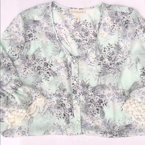 Emaline Womens Sheer Button Up Top